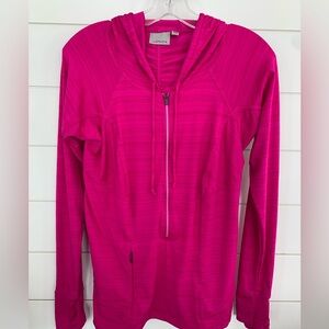 Athleta Hooded 3/4 Zip Long Sleeve Pullover Top Size M